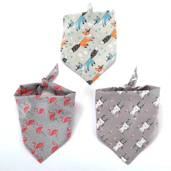 

Easter Personalized Cute Animal Printed Fox Rabbit Flamingo Dog Bandana Reversible Triangular Bandage Dog Scarf for Large Dogs