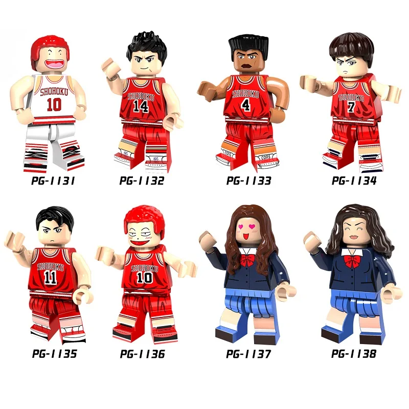 

Single Sale PG8092 SLAM DUNK Figure Hanamichi Sakuragi Mitsui Hisashi Akagi haruko Miyagi Ryota Building Blocks Model Kits Toy