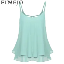 Finejo mujeres sexy Lady sin mangas Correa sólido chiffion suelta camisola chaleco 2018 camiseta Tops blusa Primavera Verano
