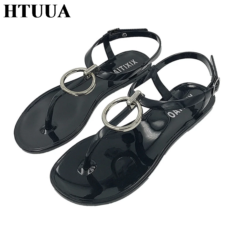 

HTUUA 2018 Korean Fashion Women Sandals Non-slip Clip Feet Summer Boho Beach Jelly Shoes Woman Flat Flip Flops Sandal SX1053