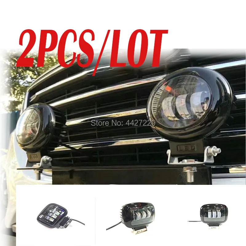 2pcs/lot 30W Super Bright Black Red Round Square LED Work Light For Car SUV BUS Van Offroad 4*4 12V DC Handlamp Working | Автомобили и