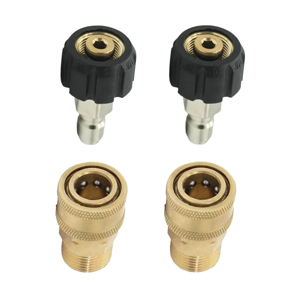2 Set Pressure Washer Connector M22/14 to 1/4 Male Adapter Quick Release 