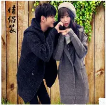 2018 Newest Spring And Autumn Couples Long Section Solid Color Knit Casual Jacket Hooded Lovers Sweater Outwears Jackets K526