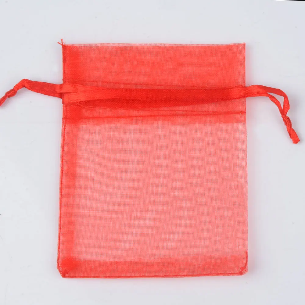 100 шт/партия 5x7 см Упаковка из органзы для украшений сумка для свадебного подарка конфетный маленький мешочек - Цвет: 19 Red