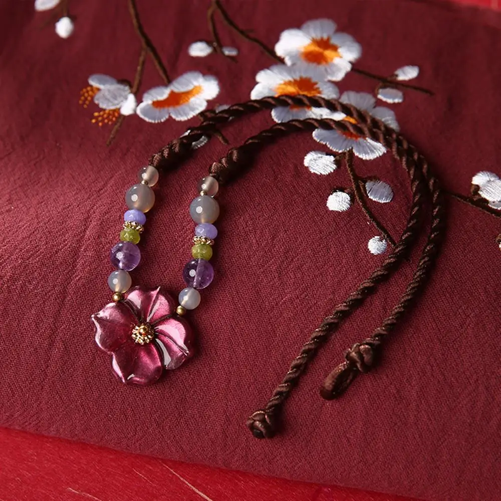 Cute/Romantic Handmade Chokers Necklace Colored Glass Flower Purple Crystal Green Gray Stone Bead Female Accessories DL-190304