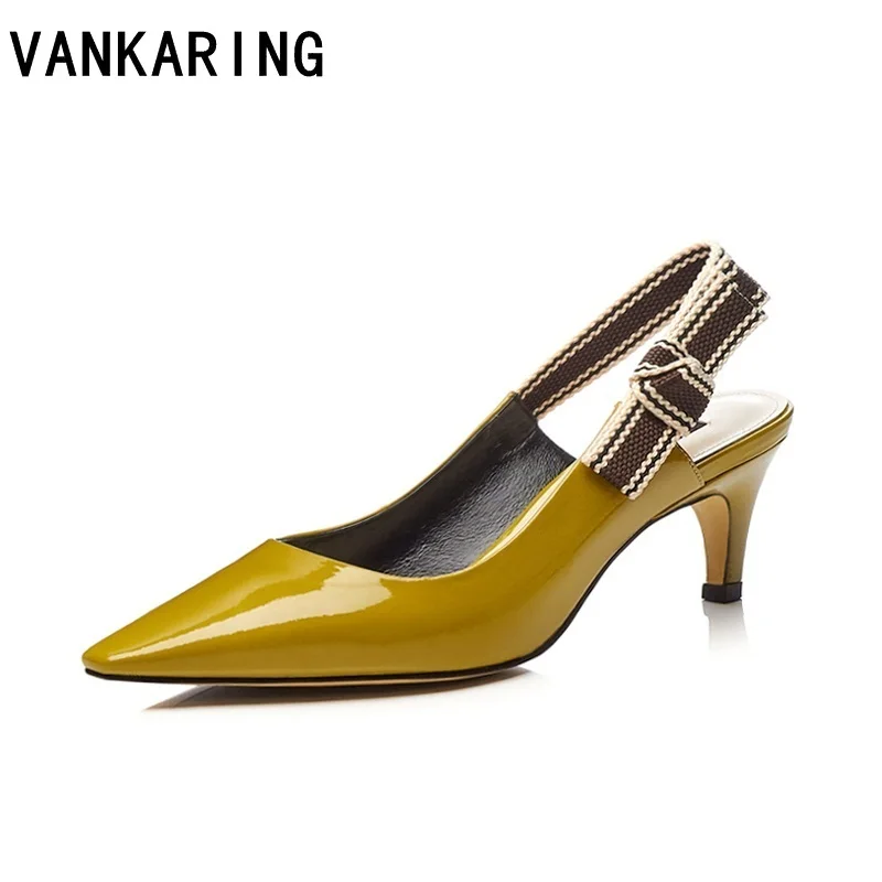 

VANKARING women pumps high thin heels pointed toe shoes woman bowknot dew and heel shoes ladies party dress woman shoes size 40