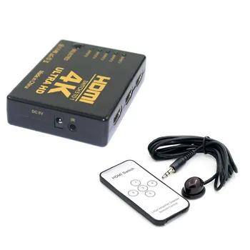 

1080P HD 4K HDMI 1.4Version 5-in-1 Out HDMI Hub Switch Splitter Convertor - Black