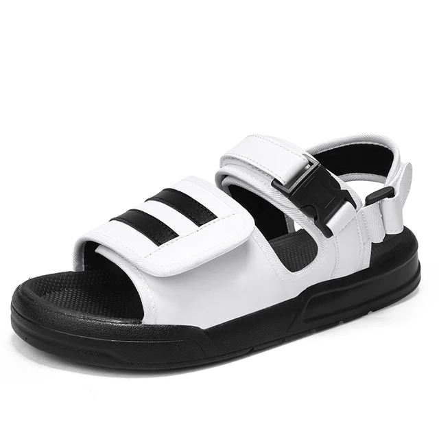 Summer Blcak White Men's sandals PU comfortable casual shoe men beach
