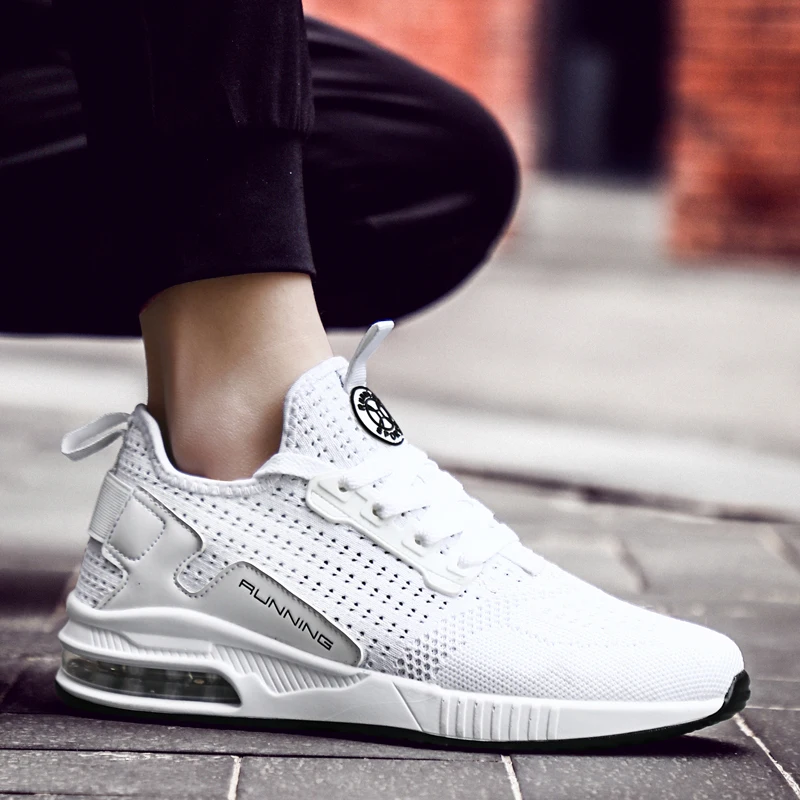 

Mens Running Shoes Men Sneakers Walking Jogging Tracking Work Footwear Male Basket Gym Sport Shoes Air Flat Fly Knit Lightweight