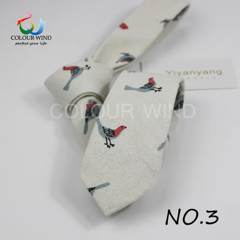 Yiyanyang, хлопковый льняной галстук для мужчин, Мультяшные животные, цветы, листья, дерево, с принтом, узкий, 6 см, ручной работы, для шеи, галстук, вечерние, Gravats Corbatas - Цвет: 3