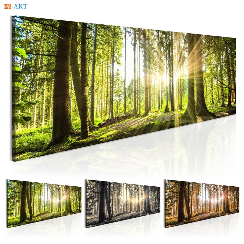 

Sunshine Green Tree Prints Forest Landscape Poster Canvas Painting Natural Wall Art for Living Room Home Decor