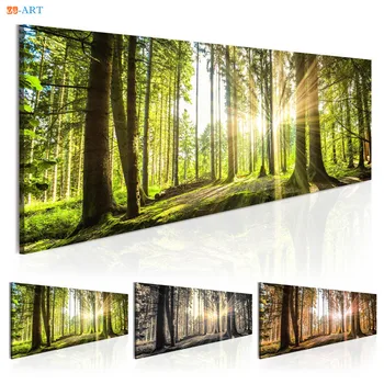 

Sunshine Green Tree Prints Forest Landscape Poster Canvas Painting Natural Wall Art for Living Room Home Decor