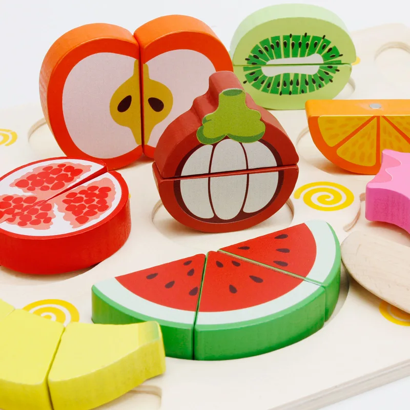 Фрукты познания детей магнитно собраны фрукты Jigsaw 4 компл., детские деревянные Кухня игрушки набор, дерево Ассамблея фрукты блоки игрушка