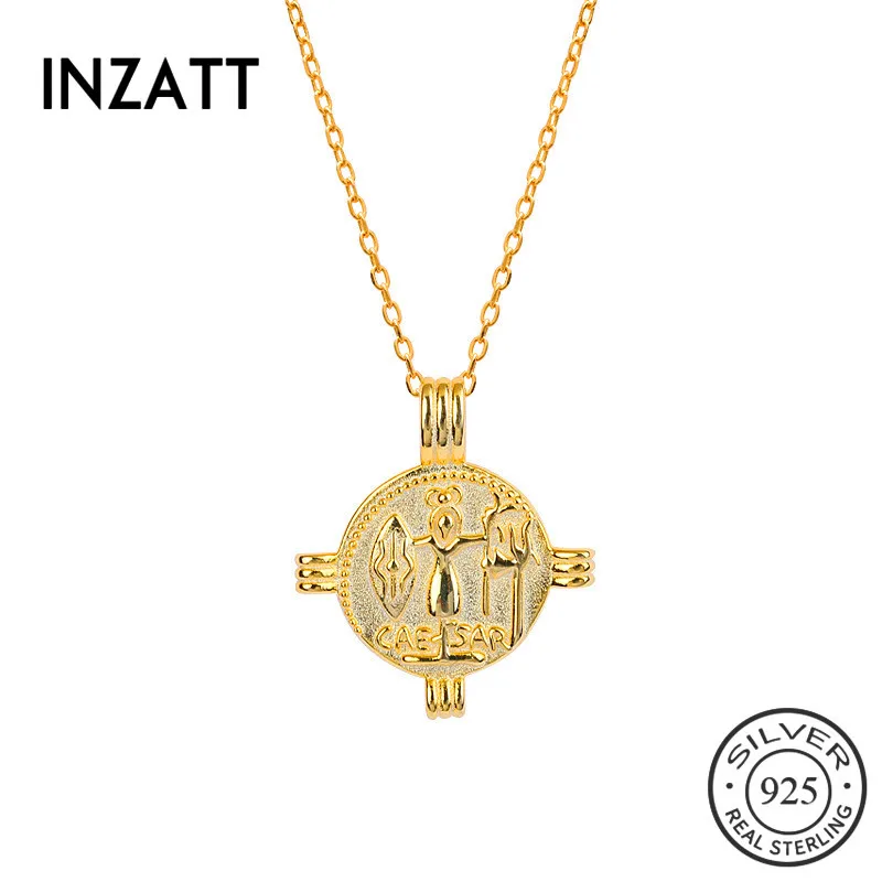 

INZATT Real 925 Sterling Silver Round Cross Pendant Necklace For Fashion Women Party Gothic Necklace Fine Jewelry Accessories