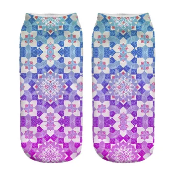 

RUNNING CHICK Aztec abstract blue 3d print ankle socks women wholesale