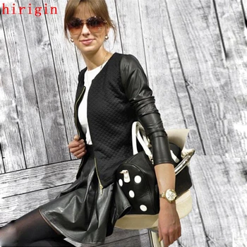 

New fashion women Autumn winter coats casual zipper Leather Jackets ladies long sleeve o neck coat jacket 2018 hot sell coat