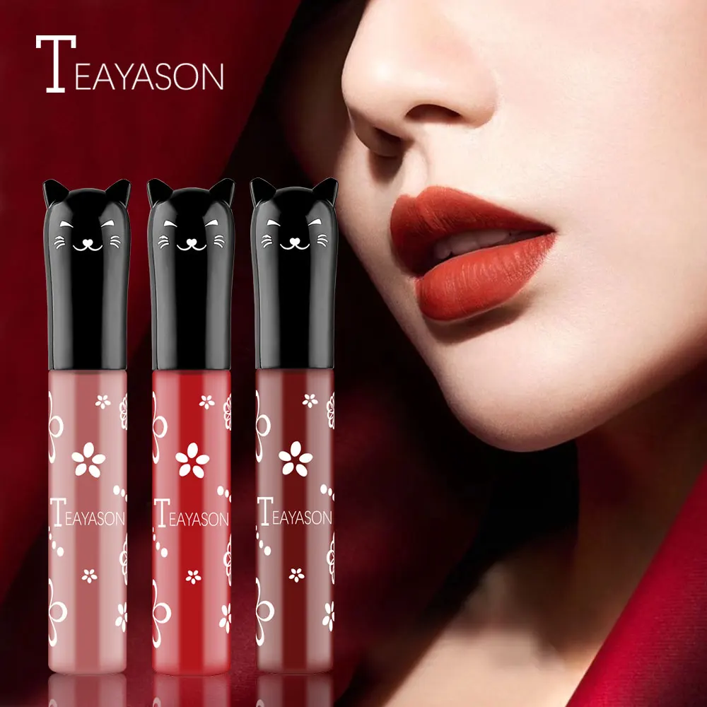 Teayason matte lip gloss 12 colors cute cat lip tattoo waterproof long lasting batom nude brown vampire liquid lipstick AM084 Teayason matte lip gloss 12 colors cute cat lip tattoo waterproof long lasting batom nude brown vampire liquid lipstick AM084