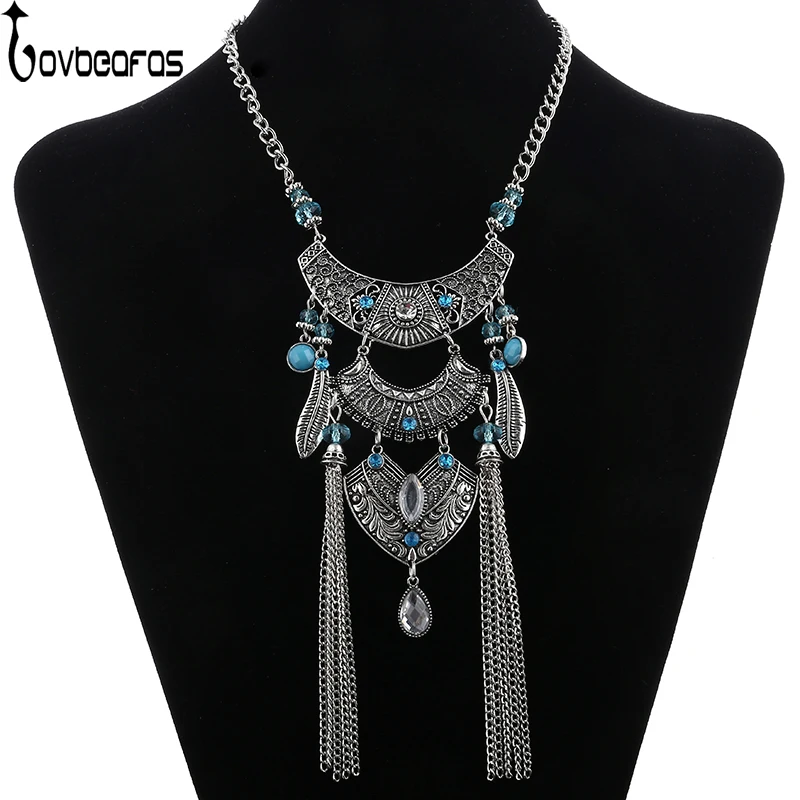 

LOVBEAFAS Boho Collares Vintage Maxi Necklaces & Pendants Collier Femme Jewelry Drop Chain Tassel Multicolor Bohemian Necklace