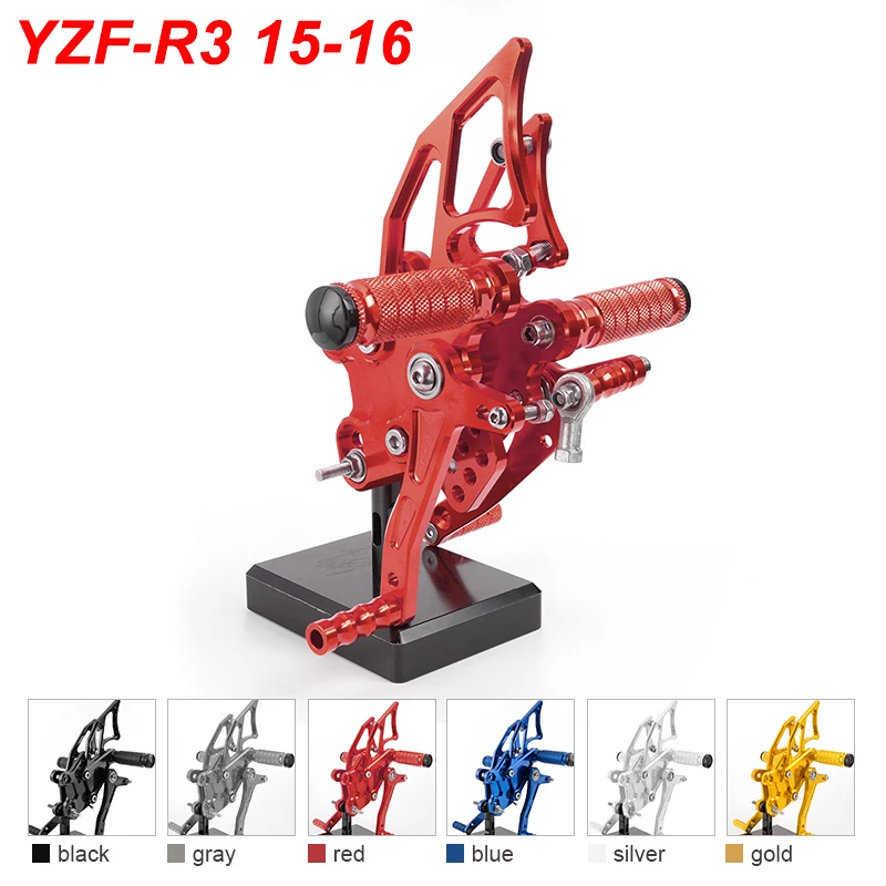 

For 15-16 Yamaha YZFR3 YZF R3 CNC Aluminum Adjustable Rear Set Foot Pegs Pedal Footrest Rearset 2015 2016