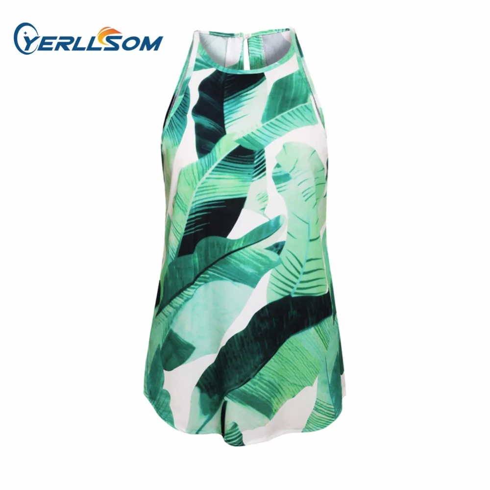 

Leaves Print Tank Top,Summer Vest,Sleeveless Top,Wholesale Vests&Waistcoats.