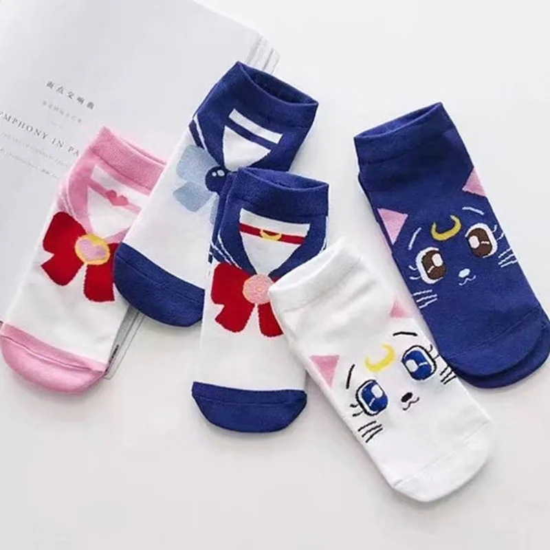 5pcs anime sailor Tsukino Usagi luna Artemis ChibiUsa Mizuno Ami sock | Женская одежда
