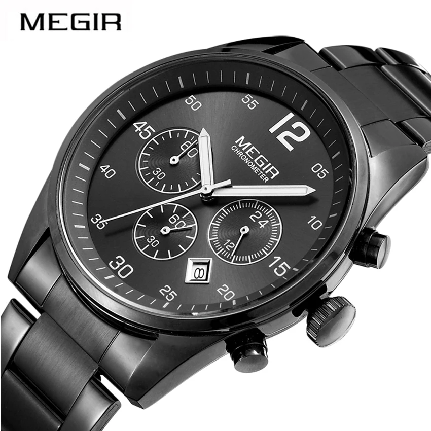 

Megir Brand Men Watch Clock Male Luminous Waterproof Sport Quartz Wristwatch Stainless Steel Band Watches Boy relogio masculino