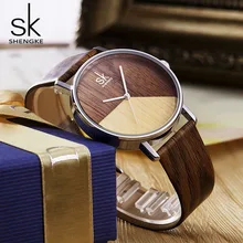 Women Watches shengke Wood Leather lady Wrist Watch Quartz Analog Brand Watch Women’s Wristwatch Casual Clock relogio feminino