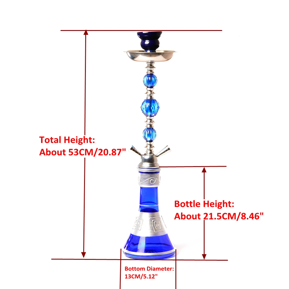 DEJAYA Glass Hookah Set 2 Hoses Shisha Pipe Chicha with Narguile Cachimba Ceramic Bowl Charcoal Tongs Party Accessories
