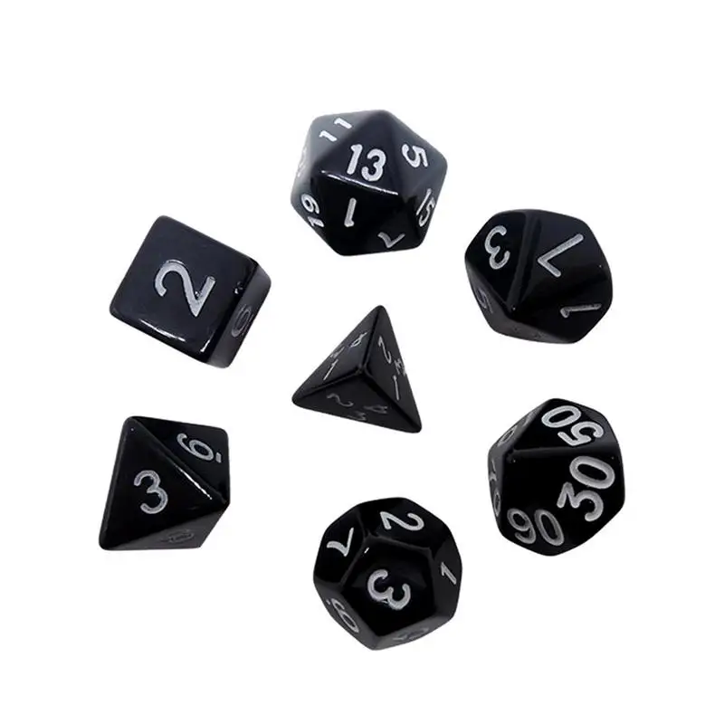 

7pcs/set 4 6 8 10 12 20 Sided Number Game Playing Polyhedral Dice Black for Funny Party Playing Game Numbers Board Accessories