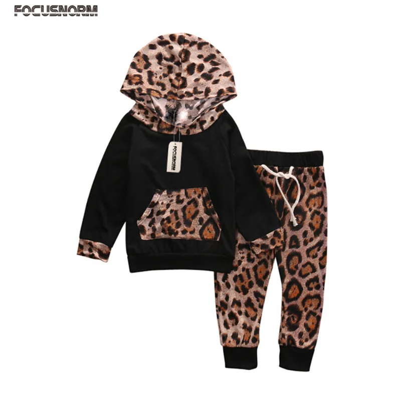 

FOCUSNORM Newborn Baby Girls Boys Hooded Sweatshirt Tops+Pant 2PCS Set Clothes Kids Outfits Size 0-24M