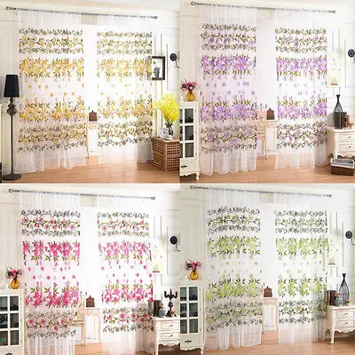 

Damask Curtains Pair Of Half Flock Pencil Pleat Window Curtain