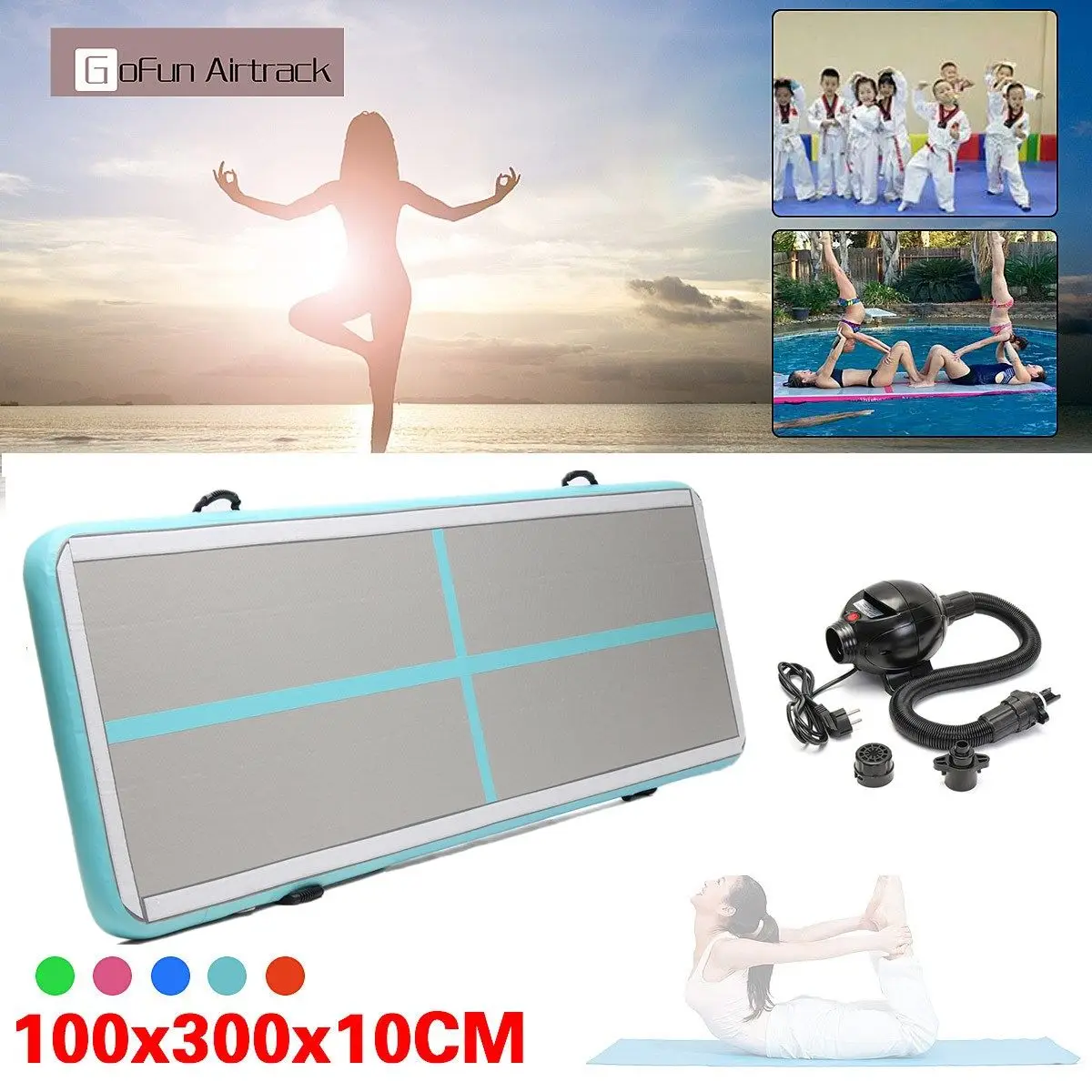 

Newest 100x300x10cm Inflatable Tumble Track Trampoline Air Track Taekwondo Gymnastics Inflatable Air Mat With pump