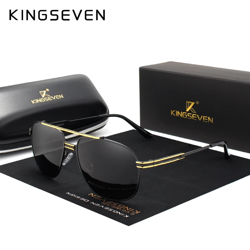 

KINGSEVEN Brand Classic Polarized Sunglasses Men Driving Alloy Frame Sun Glasses Male Goggles UV400 Gafas