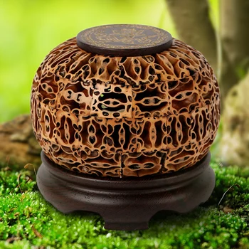 

TZ vegetarian walnut disc incense burner incense copper Tan solid wood incense smoked aromatic censer pomander