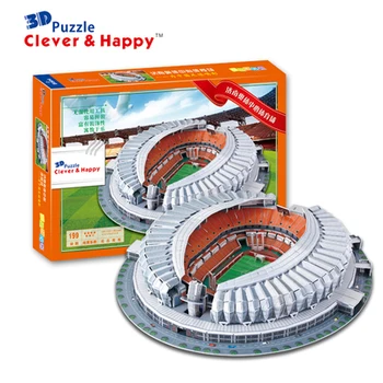 

3D puzzle DIY toy paper building model China sport football soccer ShanDong JiNan Stadium assemble game hand work kid gift set