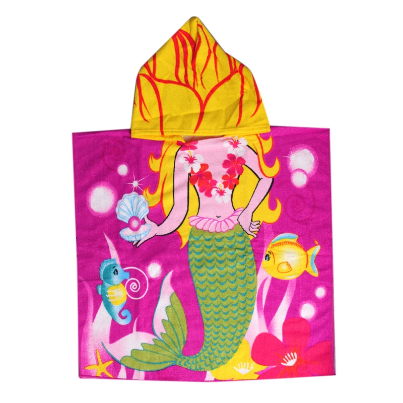 Microfiber Hooded Beach Towel Cartoon Baby Bathrobe Summer Shower Bath Towels Kids Hoodies Swimming Poncho Cover Blanket Toalla