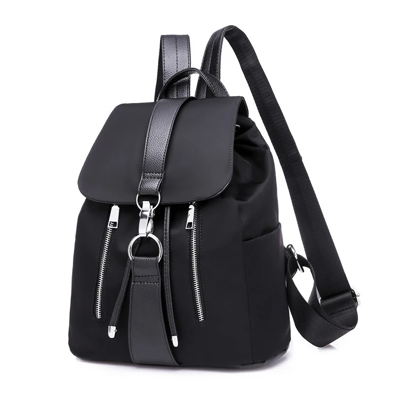 

Women's Backpack Wear-Resistant Locks Drawstring School Girls Bags Fashion Outdoor Travel Bag Black Sports Backpacks