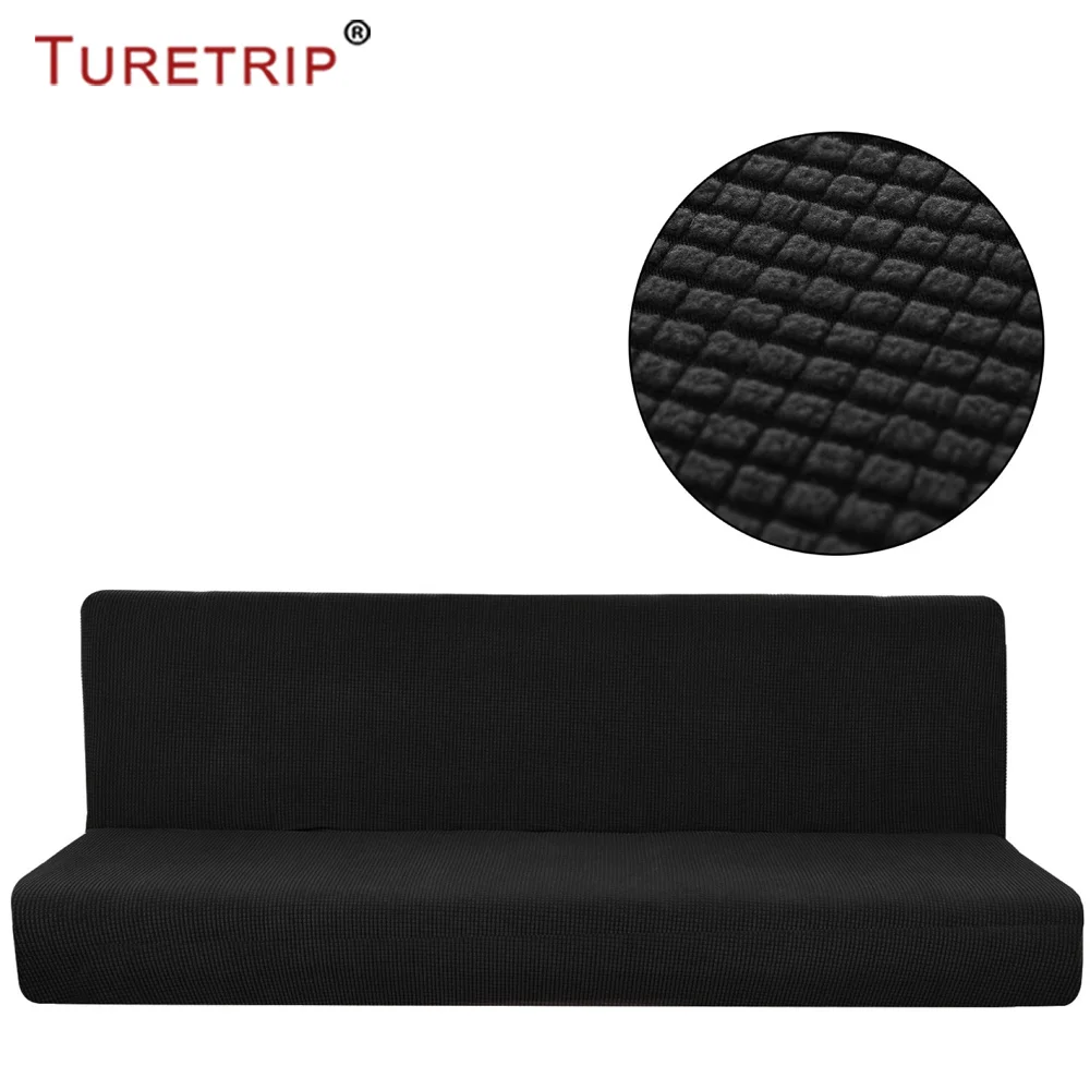 Turetrip 1 шт. сплошной цвет Чехлы для дивана кровать футон Slipcover Полный складной эластичный без рукавов стрейч мебель протектор - Цвет: Черный