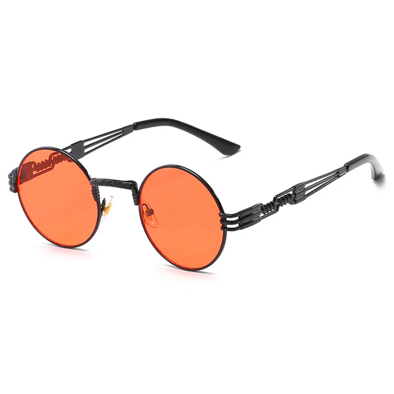 Готические солнцезащитные очки в стиле стимпанк для мужчин и женщин, металлические очки, круглые очки, фирменный дизайн, солнцезащитные очки, зеркальные, высокое качество, UV400 очки