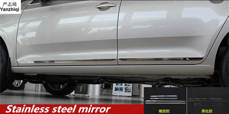 

stainless steel 4pcs/lot Door decorating bar Door strap Auto Car Styling Stickers for Skoda 2014-2017 Rapid / Rapid Spaceback