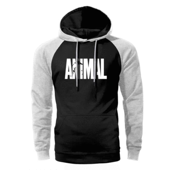 

Animal Hoodies Men Letters Print Raglan Hooded Sweatshirts Spring Autumn Slim Streetwear Black Gray Graphics Brand Sportswear