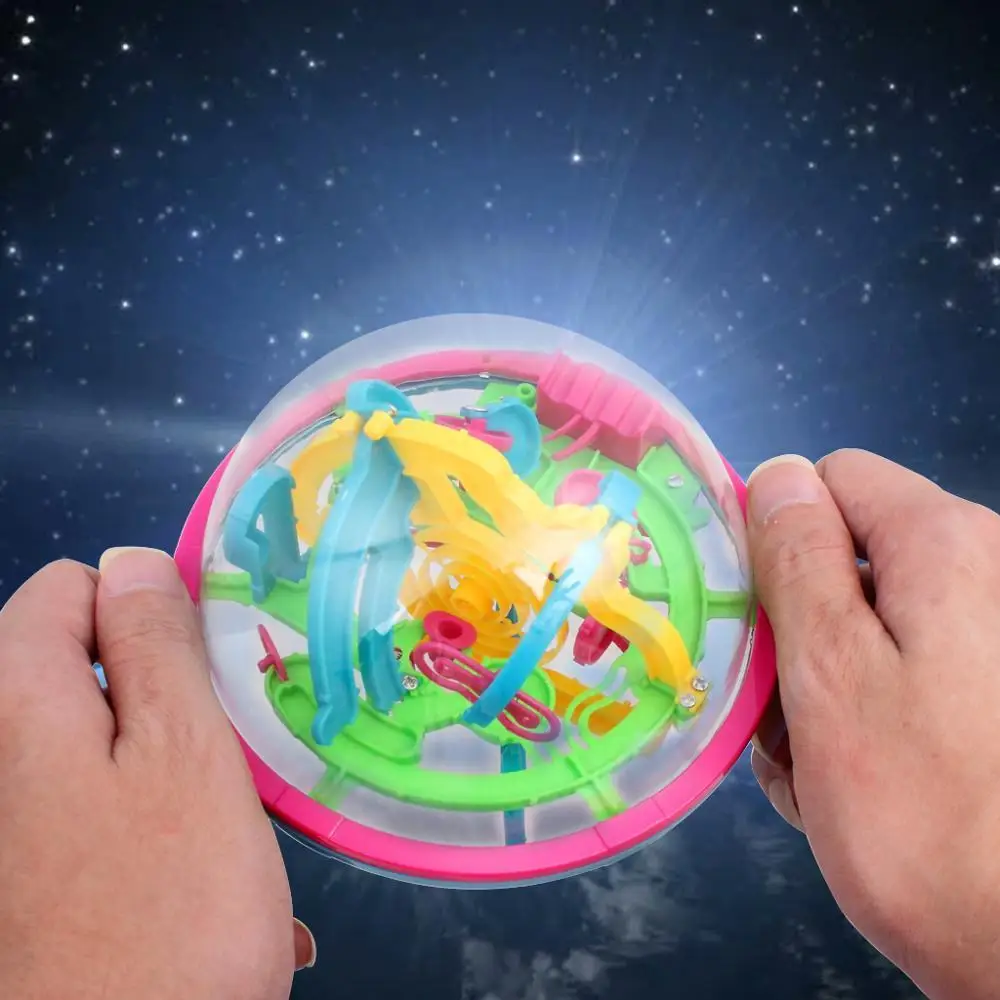 Kids 3D 100 Barriers Large Intellect Ball Balance Maze Game Educational Toy Gift