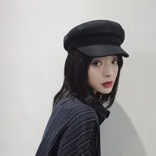 Женская плоская Военная однотонная бейсболка льняная восьмиугольная кепка женская военная шапка бейсболка кола, кепки женский Британский стиль берет