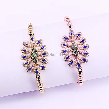 

6Pcs Micro Pave Cubic Zirconia Flower Bracelet Women Jewelry 4mm Brass Beads Braided CZ Macrame Bracelets Fashion Gift