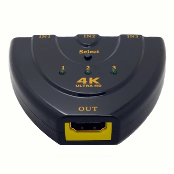 

Mini 3 Ports HDMI Switch 1.4b 4k*2k 3D Switcher HDMI Splitter 3 in 1 Out Port Hub for DVD HDTV Xbox PS3 PS4 1080P