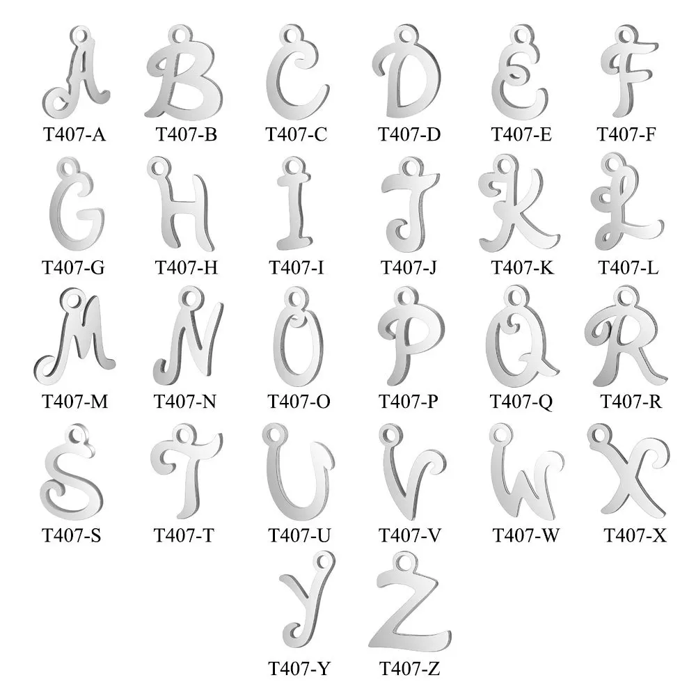 10 шт./лот 316L нержавеющая сталь 12x10 мм 3D английские буквы Шарм полированный небольшой начальный Алфавит кулон DIY ювелирные изделия