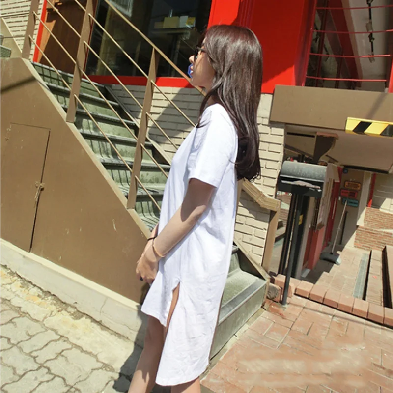 Women Tshirt Casual Irregular Solid Short Sleeve T-Shirt Tops Female Split Before Short After Long Top Tee 3 Colors