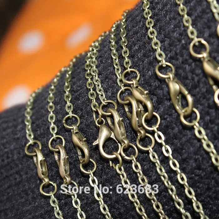 

50pcs/lot 18'' Bronze/Antique silver Jewelry Link Rolo Chains Necklace With Lobster Clasps Factory Price