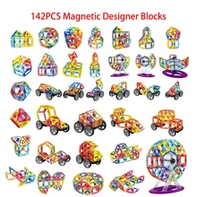 142 шт. Мини Магнитный конструктор строительство просветить сборки здания Конструкторы Игрушечные лошадки Дети образования DIY Пластик техника кирпичи