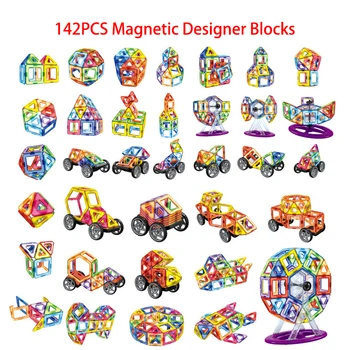 

142PCS Mini Magnetic Designer Construction Enlighten Assembly Building Blocks Toys Kids Educational DIY Plastic Technic Bricks